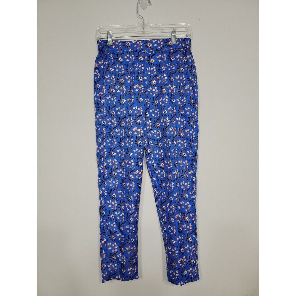 J Crew Women's Pull On Pants Size 0 Blue Floral